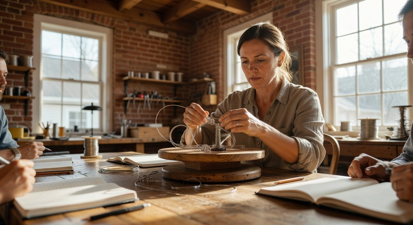 Instructor demo in New England jewelry making workshop