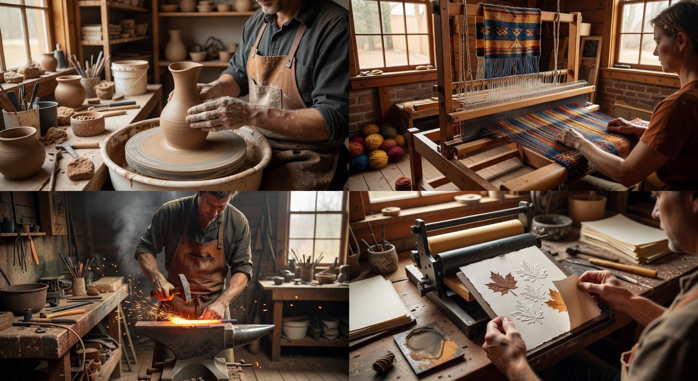 Multiple craft disciplines taught at Penland School of Crafts workshops