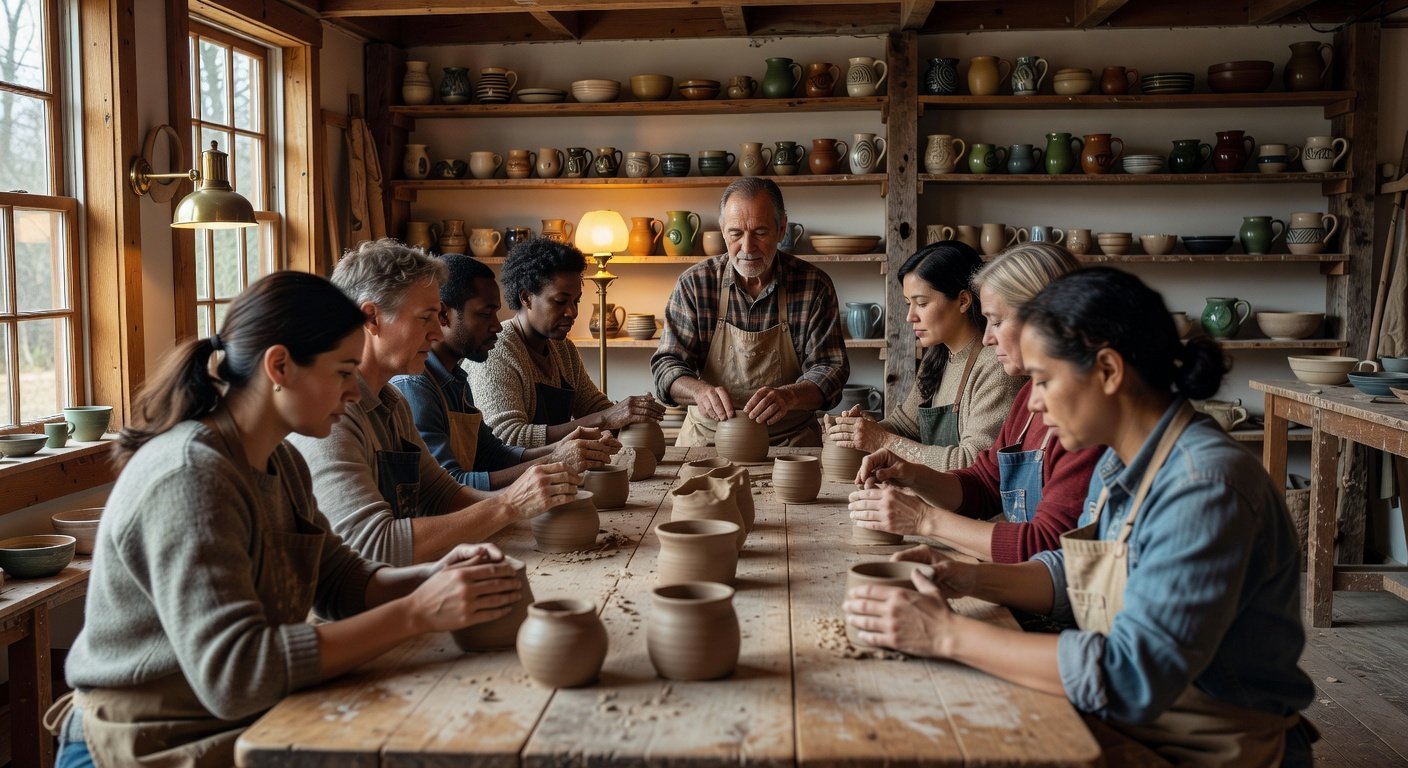 Hands-on pottery workshop inspired by american folk revival