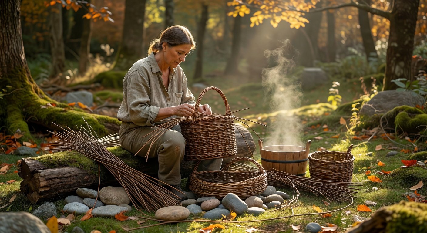 feature_grok_28b85a74 Artisan weaving basketry willow in natural New England setting
