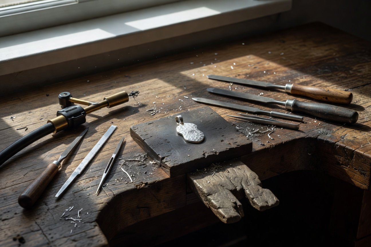 Metalsmithing bench in craft workshops Portland