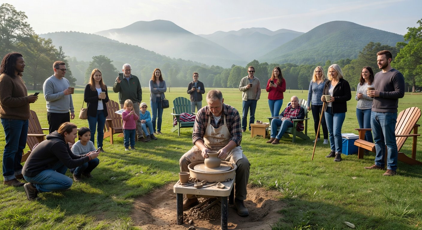 Live pottery demonstration at Vermont craft shows