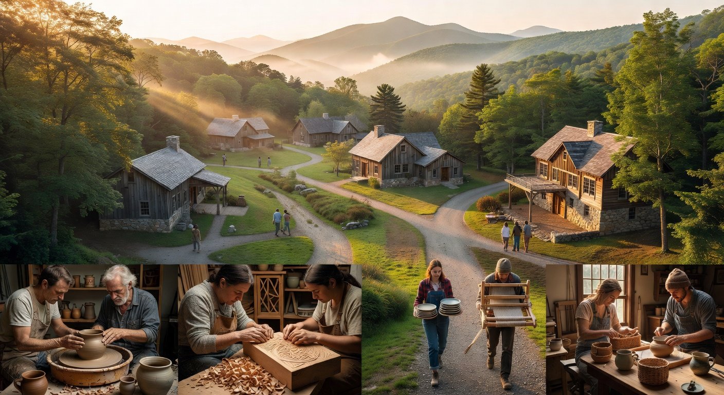 Penland School of Crafts campus overview in Blue Ridge Mountains North Carolina