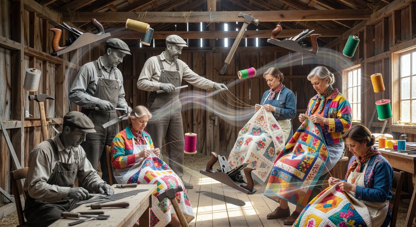 American folk revival connecting historical woodworkers and modern quilters