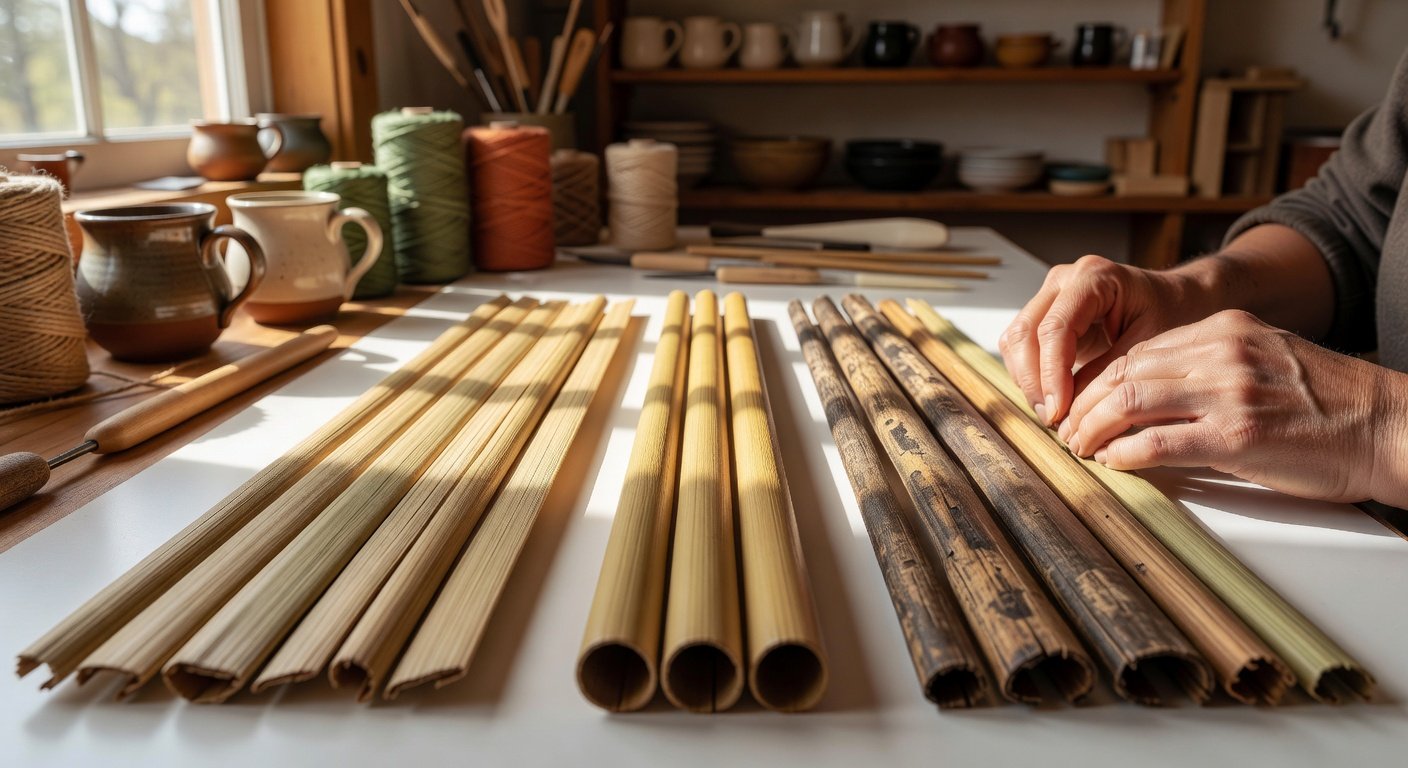 Comparison of different reed types in basketry supplies and tools for beginners kit